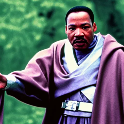 Prompt: martin luther king as mace windu in star wars episode 3, 8k resolution, full HD, cinematic lighting, award winning, anatomically correct