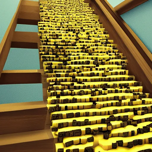 Image similar to stairways to heaven made of bananas. smooth. digital art by meeple