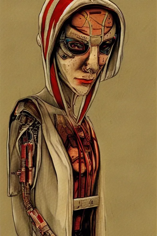 Prompt: portrait fashion model cyborg nun artwork by enki bilal