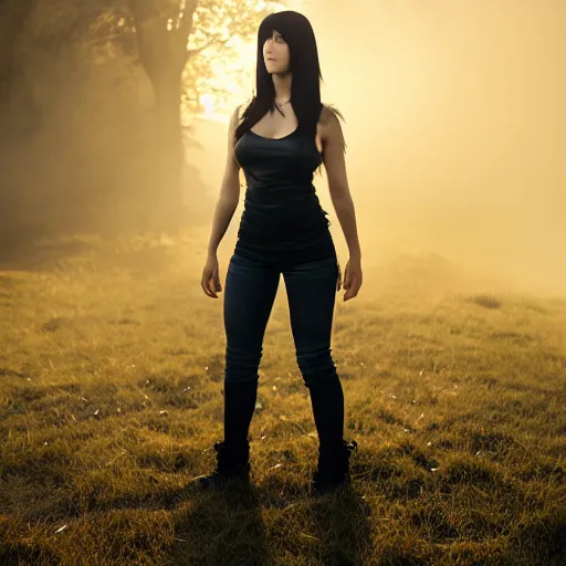 Prompt: Tifa Lockhart in real life, face centered portrait, Confident, fog, volumetric lighting, beautiful, golden hour, sharp focus, ultra detailed, by Leesha Hannigan, Ross Tran, Thierry Doizon, Kai Carpenter,Ignacio Fernández Ríos