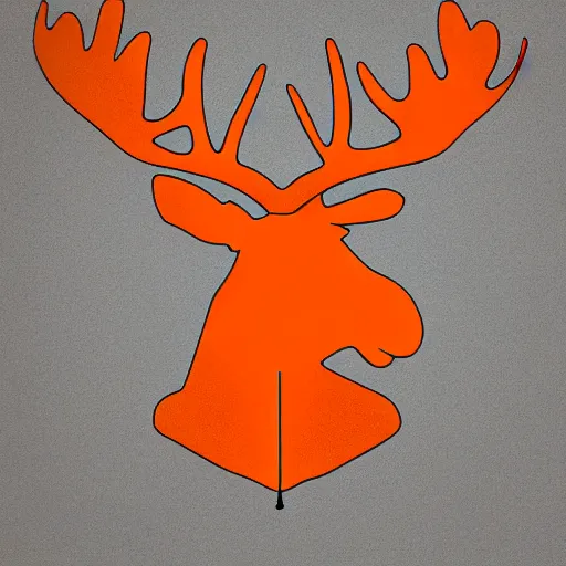 Image similar to an orange moose logo with maple leaf antlers, graphic design, logo