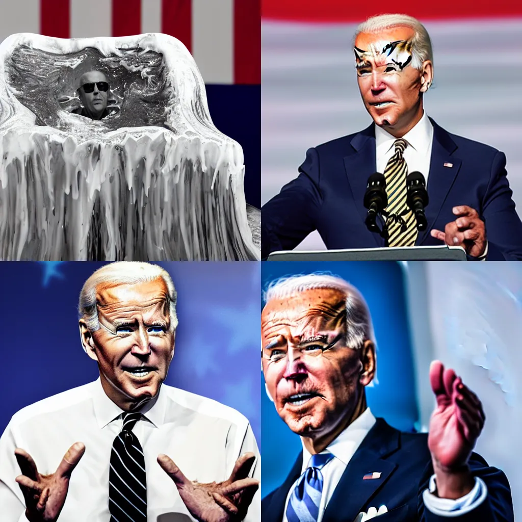 Prompt: photo of joe biden melting into goop, wide shot