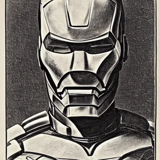 Image similar to portrait of iron man ( c. 1 8 8 0 - c. 1 8 9 2 ) drawing in high resolution by otto eerelman