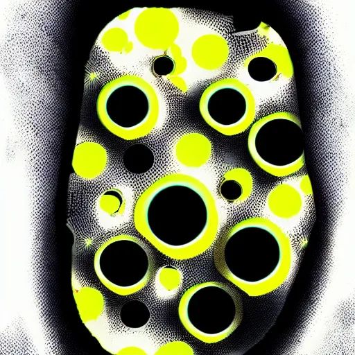 Prompt: weird portrait with holes, bright, pop art, surreal, weird