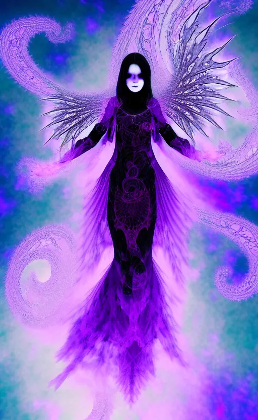 Image similar to Gothic princess in dragon armor made of Fractal flame,