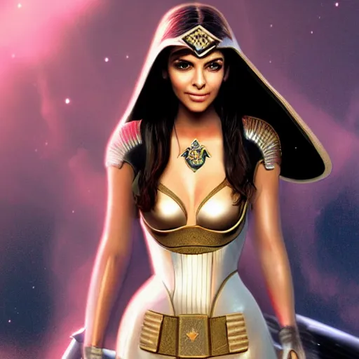 Image similar to victoria justice with kim kardashian body as princess padme in star wars episode 3, 8 k resolution, cinematic lighting, anatomically correct