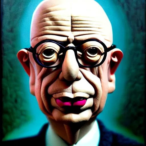 Image similar to portrait of klaus schwab by otto dix, junji ito, hr ginger, jan svankmeyer, beksinski, claymation, hyperrealistic, aesthetic, masterpiece