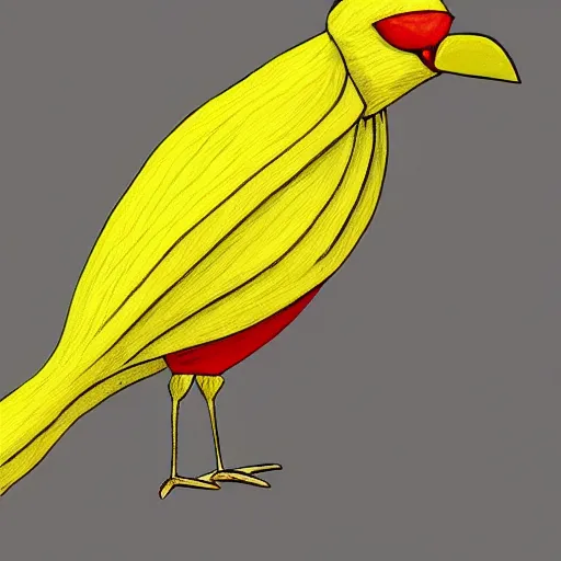 Image similar to an elegant yellow!! bird!!! wearing a crown!!! and a red! bow!! tie!!, very very beautiful, high quality, detailed, 4k, digital art, artstation, smooth