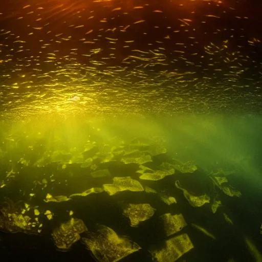 Image similar to underwater Westminster, deep underwater, trawled seabed, shot on gopro9, moody lighting, 8k, very very very highly detailed, hyper realistic realistic, kelp