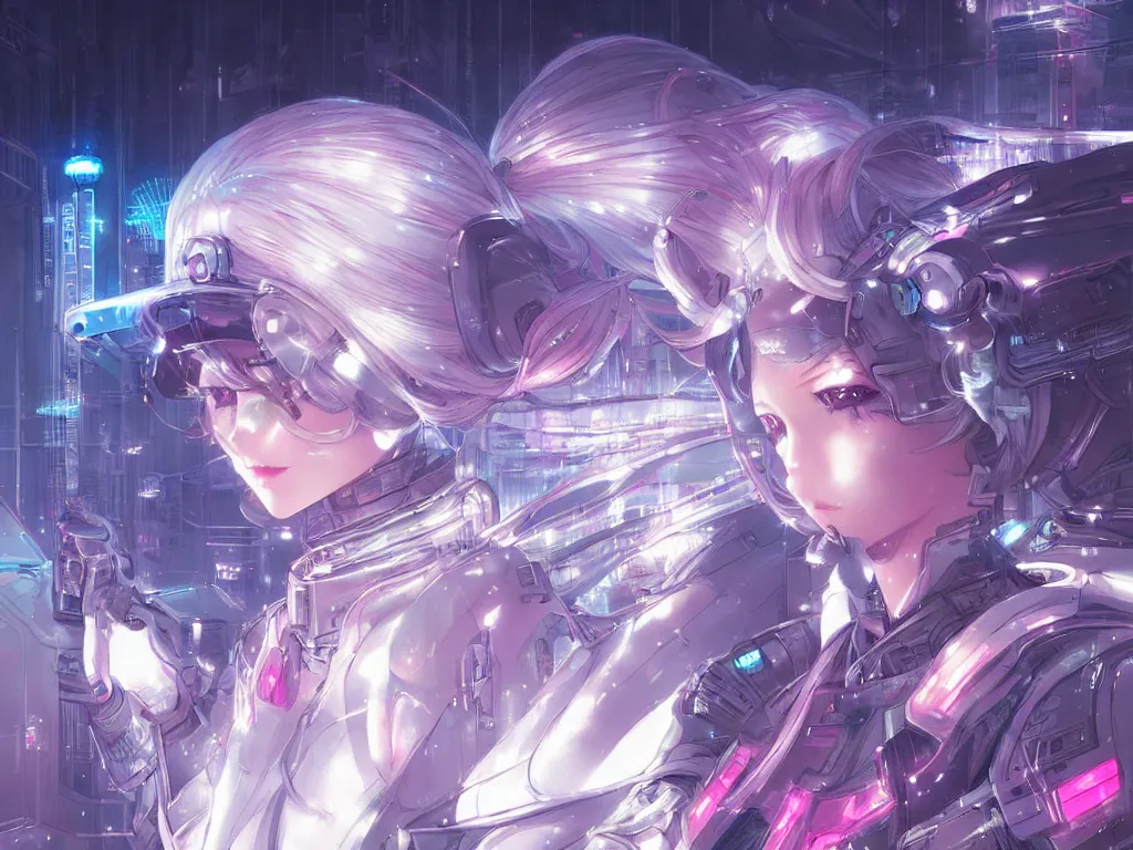 Image similar to portrait anime visual of futuristic female cyber airforce, on neon light tokyo snowy rooftop, ssci - fi and fantasy, intricate and very beautiful, human structure, concept art, sharp focus, anime illustration by serafleur and rossdraws and luxearte and magali villeneuve, frostine engine