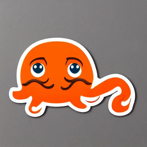 Image similar to sticker of a cute orange squid with a moustache