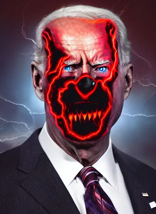 Prompt: hyper realistic ultra realistic mutant photo Doom furious glowing red eyes biden, high quality photo, detailed , 8k, silly