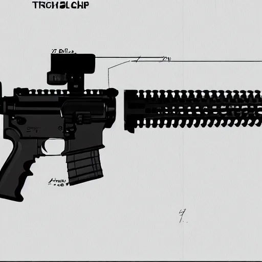 Image similar to technical sketch of an AR-15