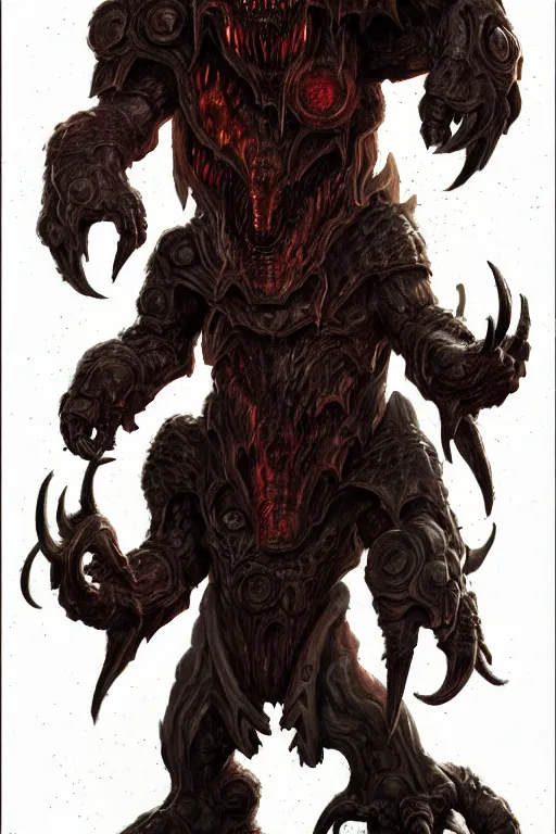 Image similar to creature design, doom eternal, concept art, monster, demon