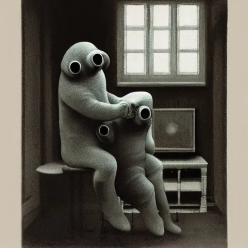 Image similar to tardigrade in style of vilhelm hammershoi