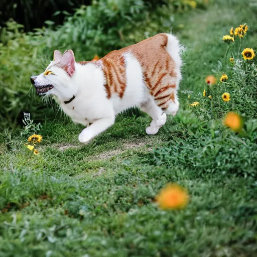 Prompt: nature photography of cat mixed with dog, award winning photography