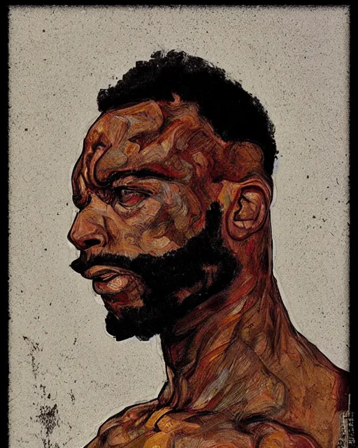 Prompt: portrait of mr. t - rex egon schiele in the style of greg rutkowski