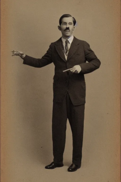 Prompt: vintage full body portrait of an octopus headed man in a suit, sepia