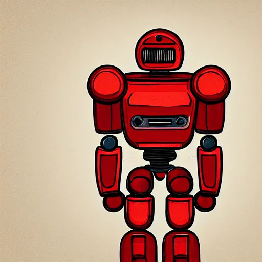 Prompt: illustration of bed red robot