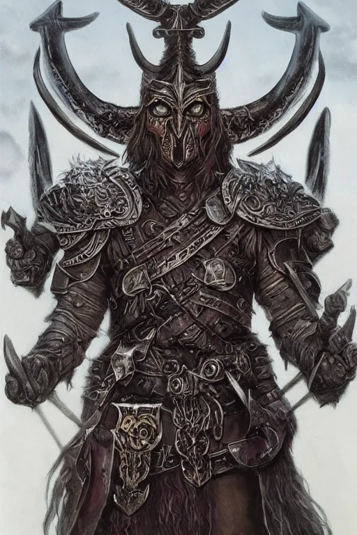 Prompt: full body concept art of viking man wear baphomet armor made with porcelain by Jeff Easley and Peter Elson + beautiful eyes, beautiful face + symmetry face + galaxy + gothic, surreal, dread + highly detailed, intricate complexity, epic composition, magical atmosphere + masterpiece, award winning + trending on artstation