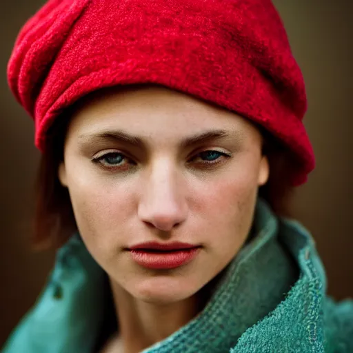 Image similar to a vivid color portrait of an attractive female, soft cinematic lighting, shallow depth of field, photograph by annie leibovitz, 4k