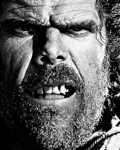 Image similar to film still close up shot of ron perlman in the movie a fistful of dollars. photographic, photography