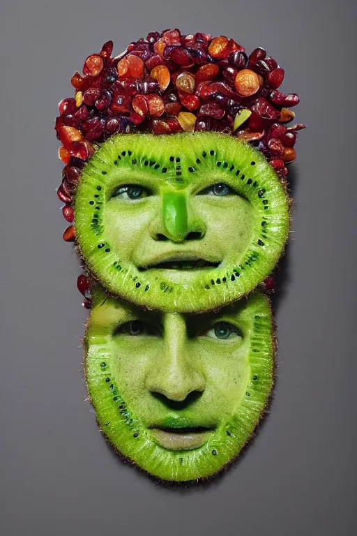 Image similar to 📷 joe keery made of kiwi fruit 🥝, made of food, head portrait, dynamic lighting, 4 k