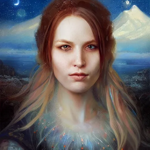 Prompt: portrait of a icelandic woman ( 3 5 ) from iceland in 2 0 2 1, an oil painting by ross tran and thomas kincade