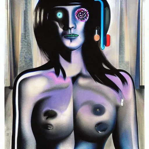 Prompt: A portrait of a beautiful cyberpunk girl, by Man Ray, fine art, in the style of David LaChapelle