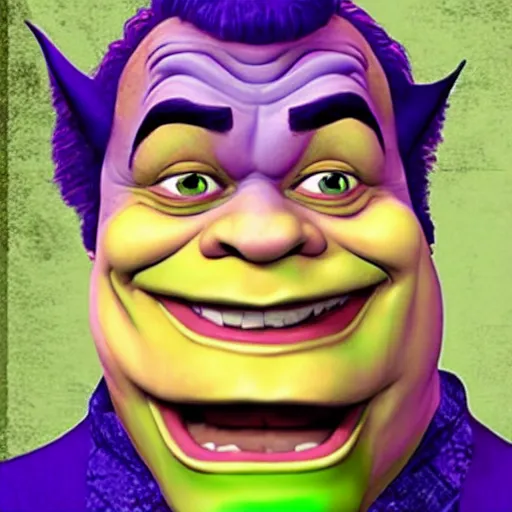 Image similar to shrek as the joker from the new batman film