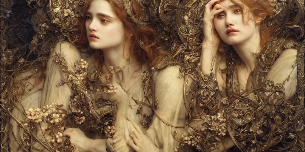 Prompt: masterpiece veracious pertinence, by Edgar Maxence and Ross Tran and Michael Whelan artistic, intricate drawing, realistic fantasy, baroque gothic oil painting, extremely detailed and beautiful aesthetic face, establishing shot, 8k resolution, dramatic lighting,