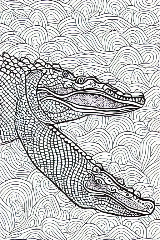 Image similar to minimalist boho style art of a colorful crocodile, illustration, vector art