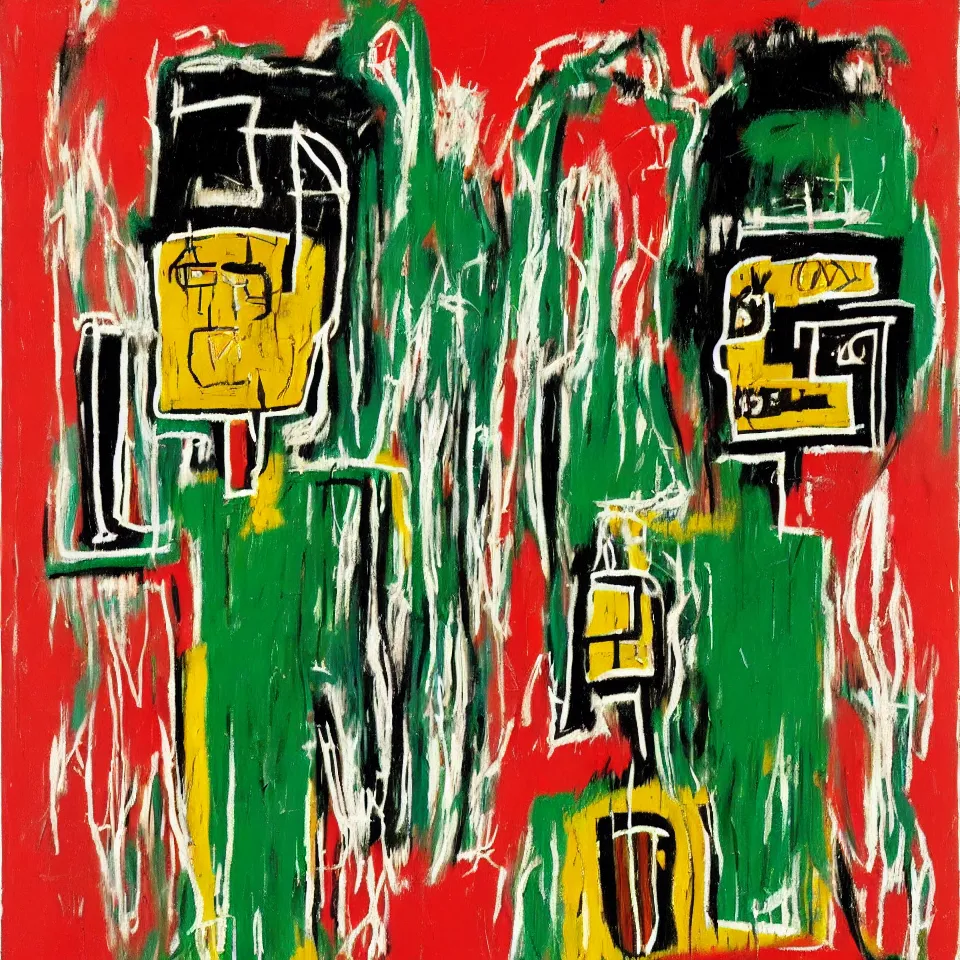 Image similar to green bottle by jean-michel basquiat