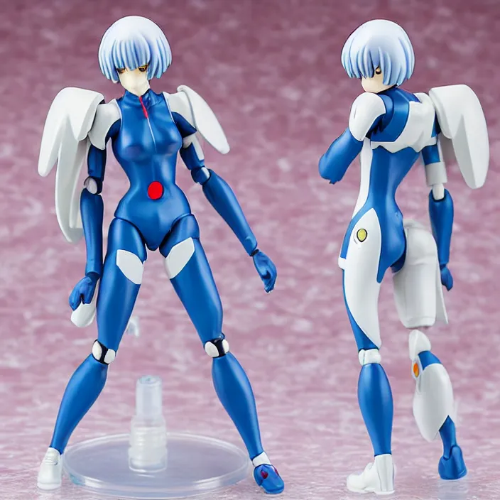 Prompt: rei ayanami plug suit pop up parade figurine