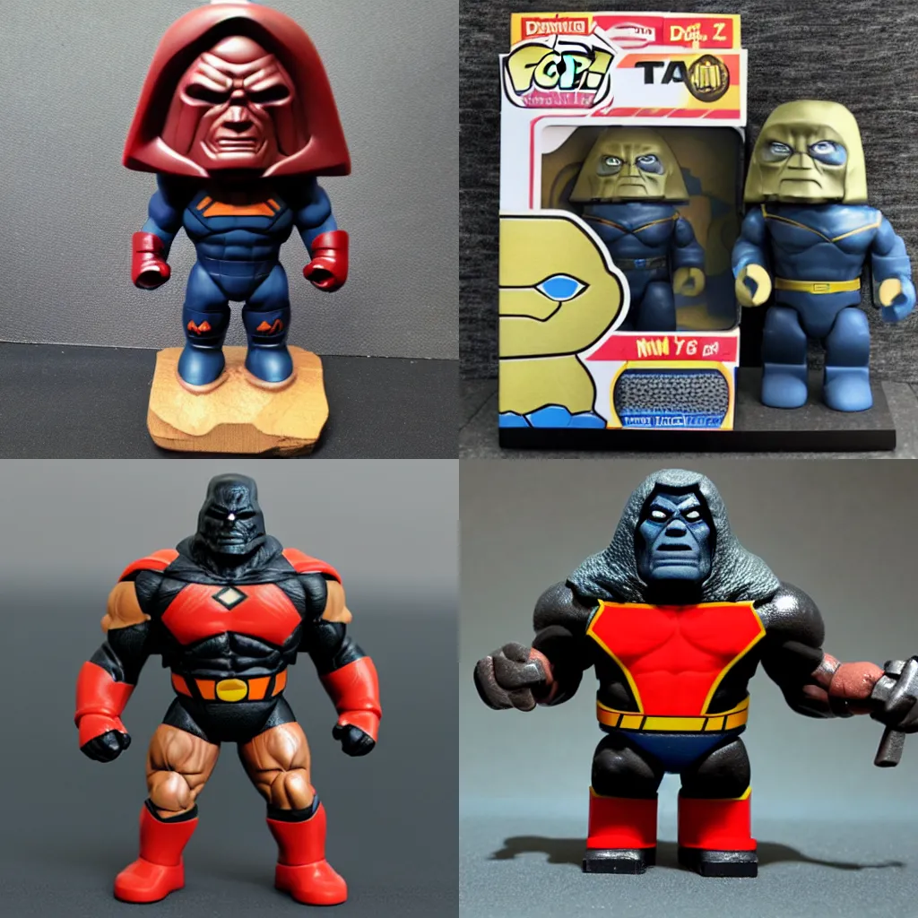 Prompt: Darkseid as mini figure, toy, product photo