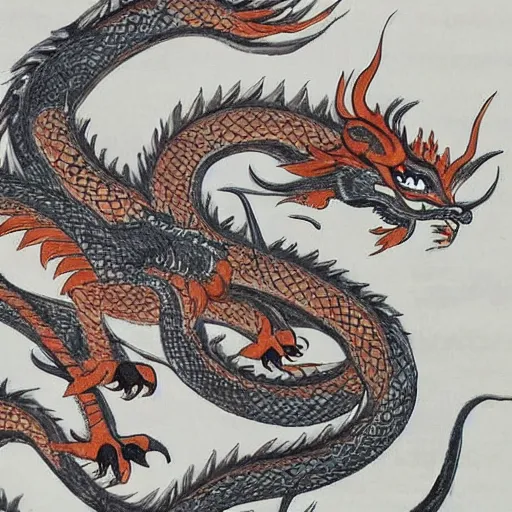 Image similar to oriental eastern dragon in a traditional chinese art style, detailed