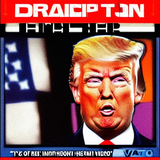 Prompt: Donald Trump as Max Headroom, vhs footage