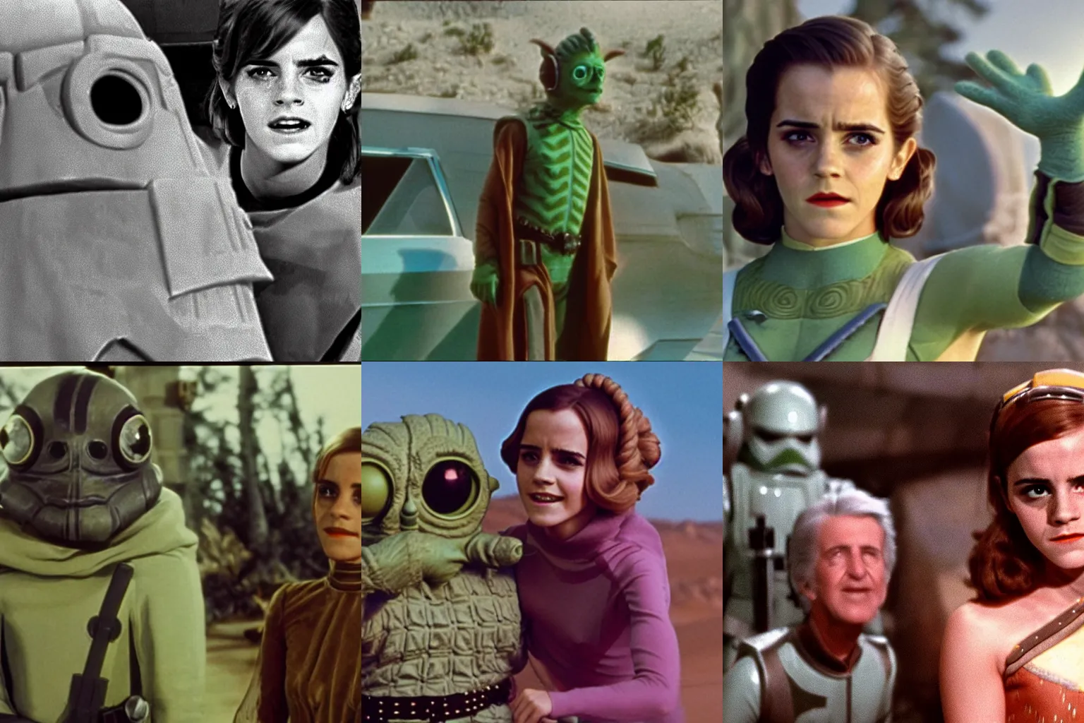 Prompt: Film still of Emma Watson as Greedo in Star Wars (1977)