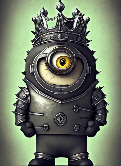 Image similar to Minion Bob from despicable me as a Knight King, fantasy, intricate, ornate, Hyperdetailed, digital art, behance, artstation, smooth, sharp focus, bokeh, illustration, digital painting, elegant, symmetrical,