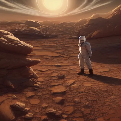 Image similar to Walter White is cooking on Mars, hyperdetailed, artstation, cgsociety, 8k