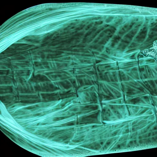 Prompt: black and green satellite IR Lidar scan of a fish