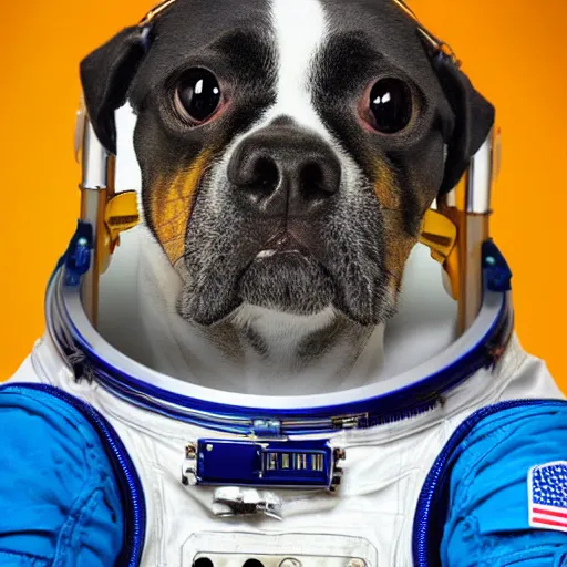 Prompt: an astronaut dog, portrait photograph