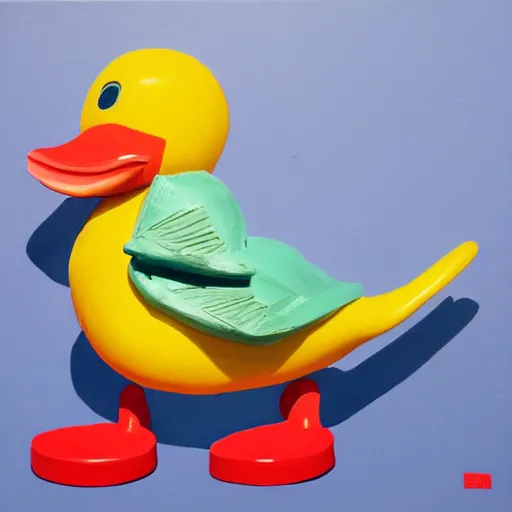 Image similar to rubber duck painting in the style of frank stella