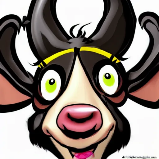 Prompt: caricature hypnotic crazy goat with huge enormous crazy cartoony eyes, in the style of pixar characters