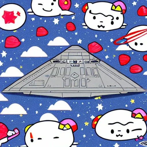 Prompt: imperial star destroyer in space sanrio art style trending on art station