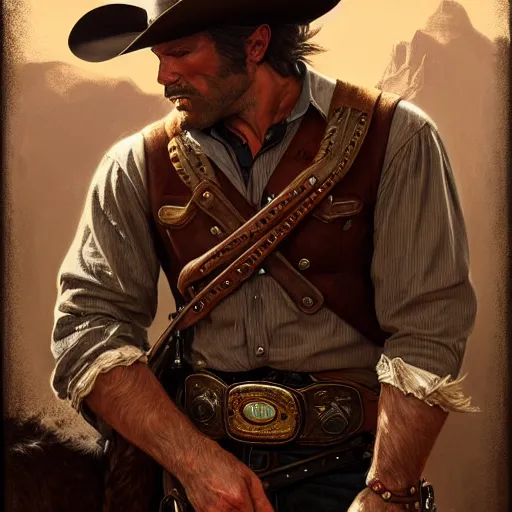 prompthunt: Arthur Morgan smoking a cigar, wild west background, sunset.  digital art. amazing quality. perfect lighting. Professional design. Great  composition. Mind blowing detail. award winning art. impressive colors.  trending on artstation.