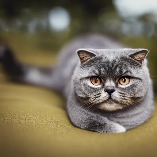 Image similar to portrait photo of scottish fold cat cosplaying a soldier, highly detailed, high resolution, cosplay photo, stunning, bokeh soft, by professional photographer, military clothing, shot with a canon