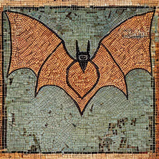 Prompt: a bat, Byzantine mosaic, highly detailed