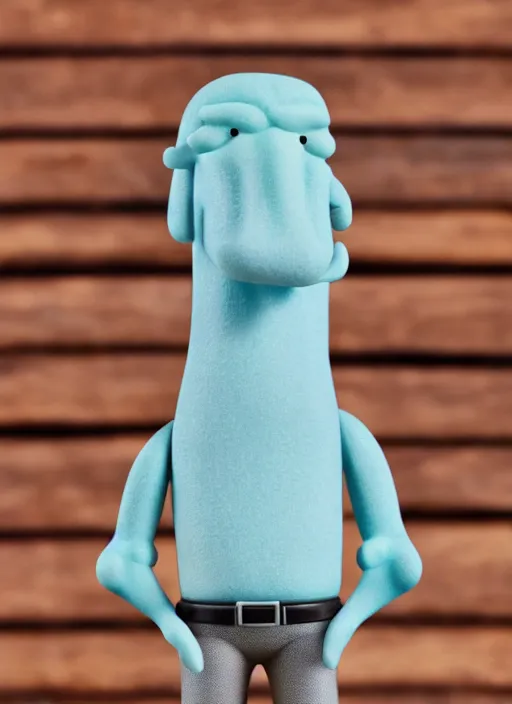 Prompt: funko pop figure of [ handsome ] squidward, chiseled jaw, sharp features, product photo