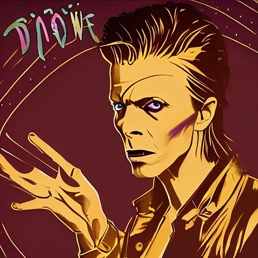 Prompt: david bowie in the style of disco elysium